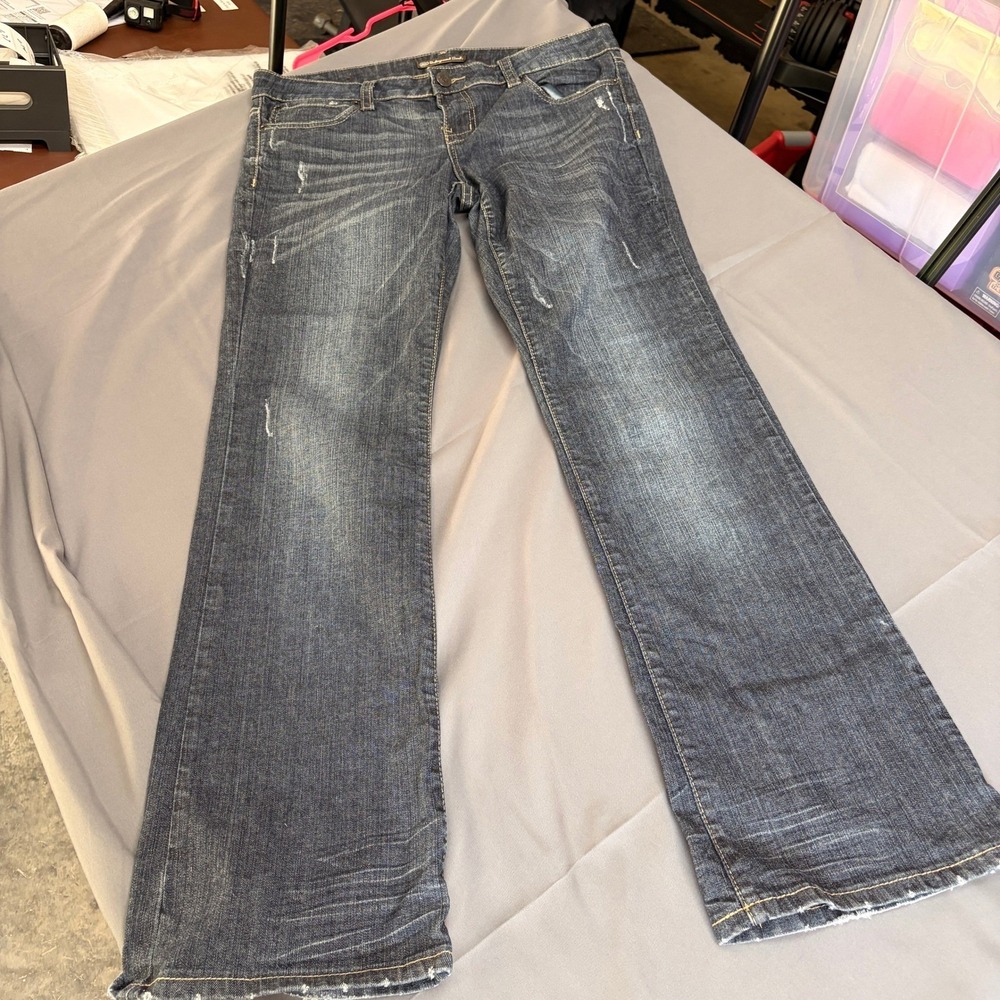 Underground Soul Womens Size 13 Dark Wash Embroidered Flap Pocket Bootcut Jeans